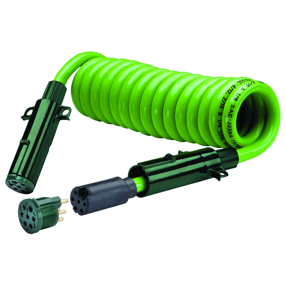 Coiled 7-way cable with QCP